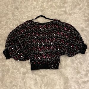 RARE! Vintage Sequin Adamo Disco Batwing Top